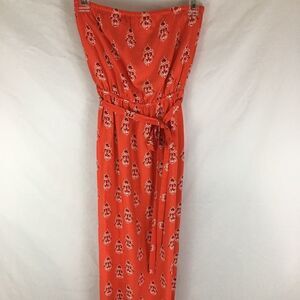 Old Navy Womens Strapless Sun Dress Sz XS Red Floral Maxi Long